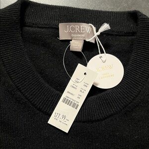 J. Crew Women's Relaxed Cashmere Black Crewneck Sweater